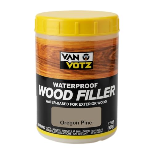 Waterproof Wood Filler [Half-Pint, Oregon Pine] - Exterior Grade Wood Repair in 18 Paintable and Stainable Colors. Strong Adhesion and Durability for Outdoor Wood in All Weather Conditions. - color: Oregon Pine, size: 1-Half-Pint [17oz / 500g]