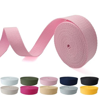 Cotton Webbing 1 Inch 5 Yards for Bag Strap Sewing Crafts, Pink - color: Pink