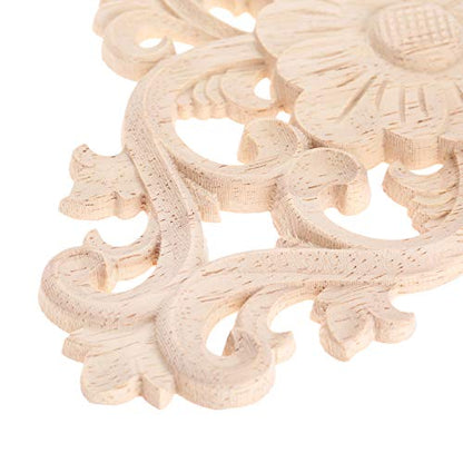2Pcs Wood Carved Appliques Onlays Center Carving Decals for Furniture - color: 2-pack, size: 21x15cm/8.27"x5.9"