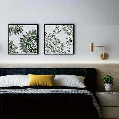 9 Large Mandala Lotus Stencils, 12 Inch Corner Patterns for Furniture