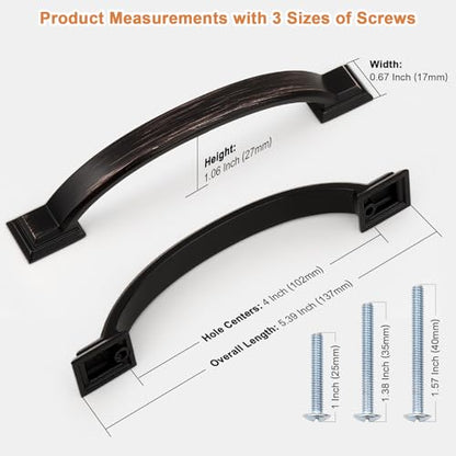 Probrico 30 Pack 4 Inch Oil Rubbed Bronze Cabinet Pulls Solid Zinc Alloy - color: Oil Rubbed Bronze, size: 4" Hole Center(102mm)
