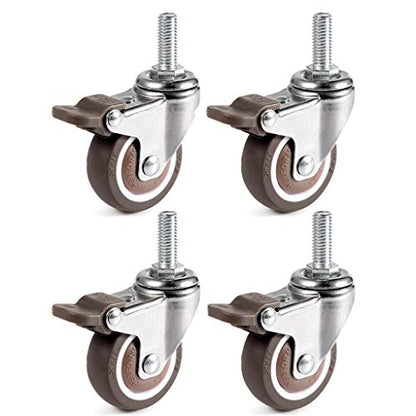 Skelang Mini 1'' Swivel Threaded Stem Casters, Small TPE Mute Crib Caster, M6×15mm, Replacement for Baby Bed, Cabinet, Table, Shelf, Total Load Capacity 99Lbs