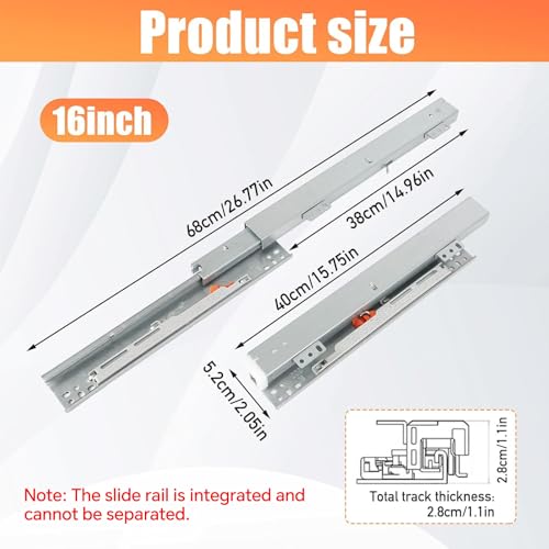 Undermount Drawer Slide Bottom Mount Pull Out Shelf Slides Full Extension - style: 16 Inch Drawer Slides
