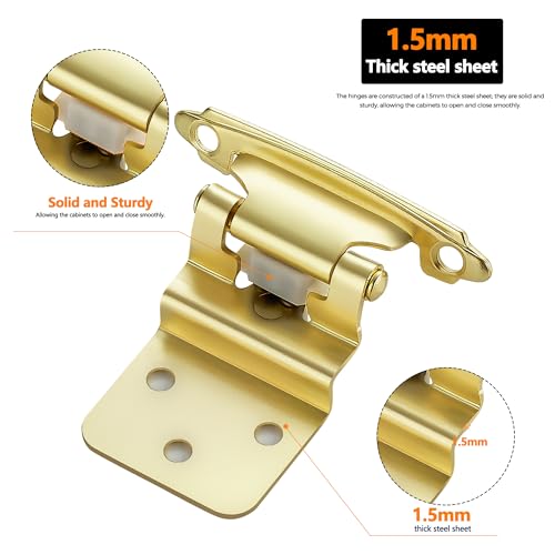 Ravinte 3/8" Inset Gold Cabinet Hinges 60 Pack (30 Pairs) - color: Gold