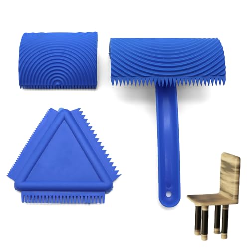 3 Pack Wood Grain Tool (Blue)-Natural Woodgrain Maker for Decorative Painting Premium Wood Graining Tool Set Enhance Your DIY Projects with Wood Grain Patterns，2 of Them are Removable and Interchangea - color: Pack of 3 Blue