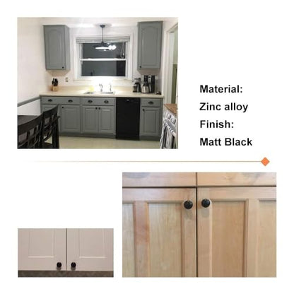 homdiy 20 Pack Black Round Cabinet Knobs, Solid Zinc Alloy - color: Matte Black, size: 20 Pack