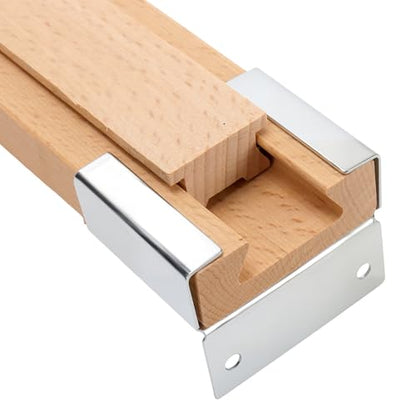 6 PCS 15.7 Inch Wooden Drawer Slides, Classic Wood Center Guide Track with Metal Glides, Dresser Slider Replacement Kit