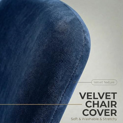 Deisy Dee Stretch Velvet Slipcover for Stacking Chairs - Universal Fit for Office, Conference, Waiting Room & Guest Chairs (Back & Seat Covers) (Navy) - color: Navy