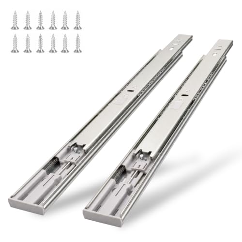 10 inch Soft Close Drawer Slides 6 Pairs (12 Pcs) Heavy Duty Cabinet Side Mount Drawer Slides 3-Fold Full Extension Ball Bearing 33 LB Capacity - size: 10 Inch