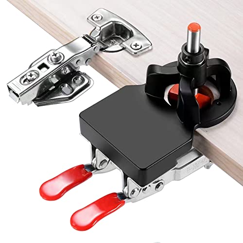 Adoles 35mm Concealed Door Hinge, Accurate Locking Cabinet Hinge, Aluminum Alloy DIY Pocket Hole Jig, 2 Retaining Clips, Adjustable Quick Punch Cabinet Hardware