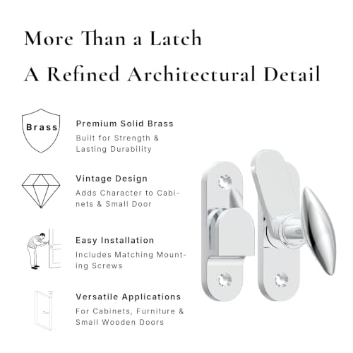 EROTAS Chrome Brass Cabinet Latch for Cupboard, Small Door, Window - color: Chrome