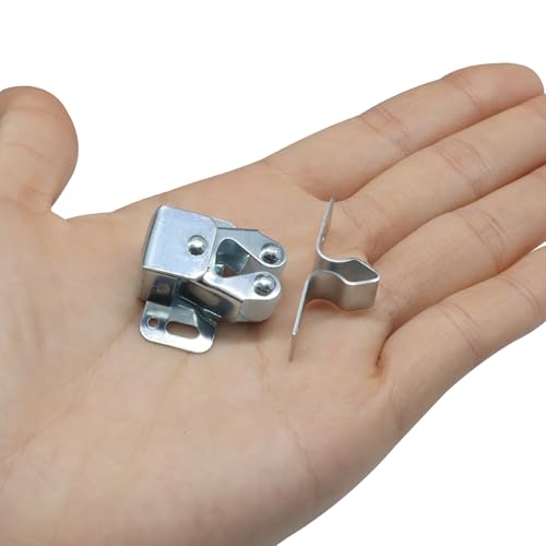 2 Pack Double Roller Catch, Silver Cabinet Latch with Screws - color: Silver