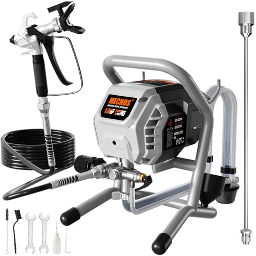 Airless Paint Sprayer, Thinning-Free Elec Spray Gun w/Brass Nozzles+Ext Rod - color: Silver