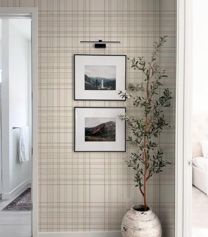 Peel and Stick Wallpaper Check Plaid Boho Neutral - Self Adhesive Waterproof Vinyl Wallpaper for Walls, Kitchen Backsplash, Bathroom, Bedroom, Rentals (Light, 17.3" X 118.11") - color: Light, size: 17.3" X 118.11"