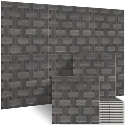 BUBOS 6 Pack Wood Wall Panel,23.6"x23.6" Peel and Stick Faux Acousitc Panel - color: GrainLoom Black Oak