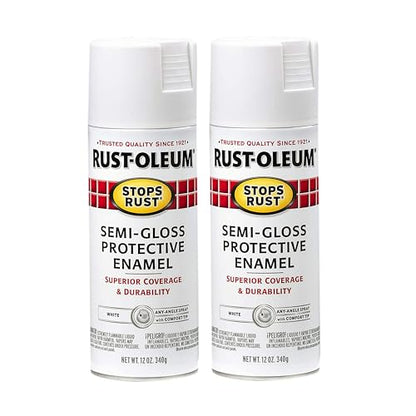 Rust-Oleum Stops Rust Spray Paint, Semi-Gloss White - color: Semi-Gloss White, size: 12 Ounce (Pack of 2)