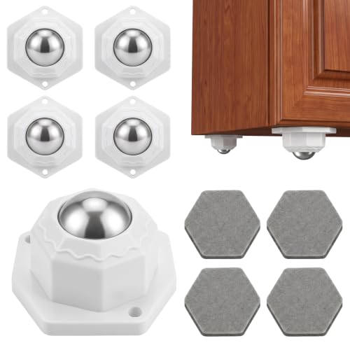 Zerobe Hex Self Adhesive Caster Wheels, Heavy Duty Furniture Movers, 4 Pack - color: White, size: 4pcs