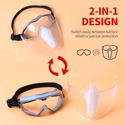 Grinding Face Shield with Goggles, Anti-Fog and Scratch-Resistant Coating - style: Goggles + Shield