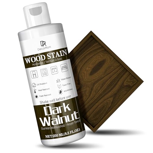 Dark Walnut Wood Stain, 8.5oz Water Based Wood Stain, Matte Wooden Fast Drying Curing for Indoor & Outdoor Wooden Furniture, Door, Window, Paneling, Wardrobe, Cabinet Low Odor Non-Toxic & Long Lasting - color: Dark Walnut