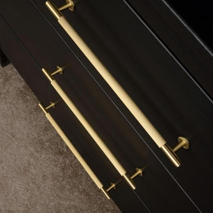 QOGRISUN 2-Pack Solid Brass Extra Long Cabinet Pulls, 10-Inch Gold Handles - size: 10-Inch(256mm)Hole Centers Bar Pull