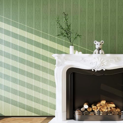 JiffDiff Green 3D Embossed Textured Peel Stick Wallpaper 17.3"x800" - color: Green, size: 17.3" x 800"