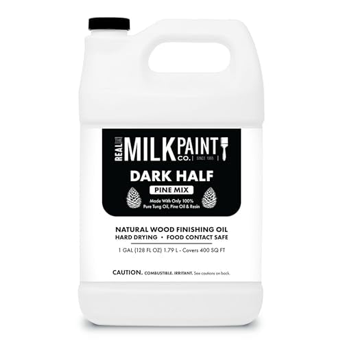 Real Milk Paint Dark Half Tung Oil Mix with Pine for Wood Finishing, Cutting Boards, Butcher Blocks, Wood Floors, Clay, Stone, Slate, 1 Gallon - color: Pine, size: 1 Gallon (Pack of 1)