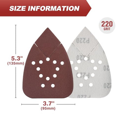 S SATC Mouse Sander Sandpaper 50PCS Mouse Sanding Pads 12 Holes Hook and Loop Sandpaper 220 Grit Detail Palm Sand Paper - style: 50 PCS 12 Hole 220 Grit