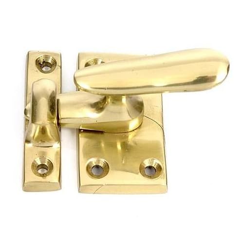 VAN DYKE'S RESTORERS Solid Brass Casement Latch with Lever Handle for Doors and Windows – Antique Brass, Polished Brass, Polished Nickel, or Bronze Finish, Includes Mounting Hardware - color: Polished Brass