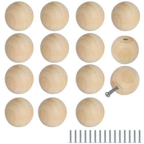 FoDau770 Round Ball Wood Knobs, 1-1/4" Diameter - Unfinished - 30 Pieces - color: Unfinished, size: 1-1/4 Inch