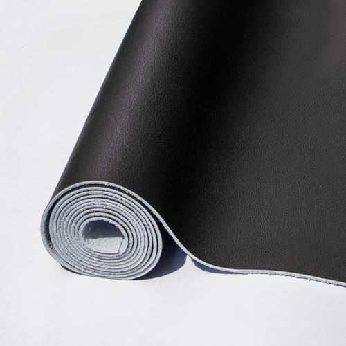 Premium Heavy-Duty 1.4mm Thick Full-Grain Embossed Faux Leather, 54" Wide - color: Black, size: 1 Yard （36in*54in）