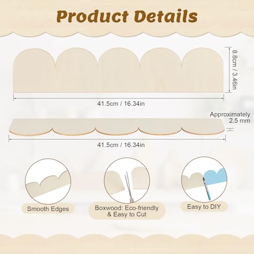 Scalloped Decorative Wood Trim, 12 Pack Scallop Trim, 16.34 x 3.46 inch - color: 16.34"x3.46" 12 Pack