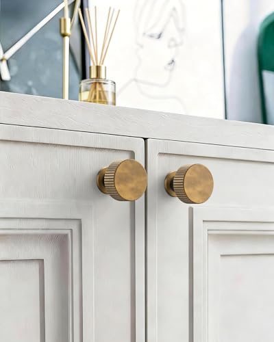 Antique Brass Cabinet Knobs Drawer Pulls 10 Pack - color: Antique Brass, size: Knob - No Hole Center