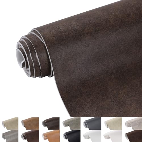 Faux Leather 1.3mm Upholstery Fabric by the Yard 55x36 Inch Yellow Coffee - color: Yellow Coffee, size: Pre Cut 1 Yard