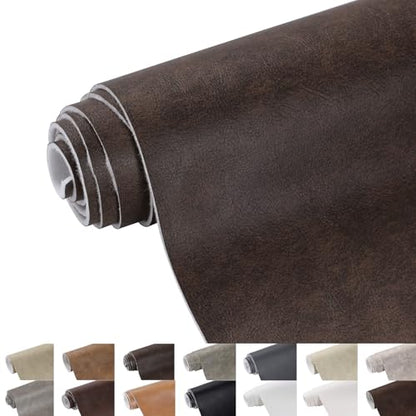 Faux Leather 1.3mm Upholstery Fabric by the Yard 55x36 Inch Yellow Coffee - color: Yellow Coffee, size: Pre Cut 1 Yard