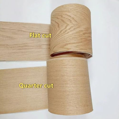 Red Oak Wood Veneer Sheet,Quarter Cut,8.5''x 98'',Iron On Stick Veneer Roll Without Paper,Pre-glued Hot Melt Self Adhesive Tape for Cabinet Furniture Plywood Laminate Speaker Renovation - color: Quarter cut