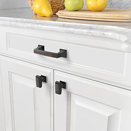 Amerdeco 10 Pack Oil Rubbed Bronze Cabinet Pulls 3 Inch(76mm) Hole Center Cabinet Hardware Kitchen Cabinet Handles for Bathroom Drawer Pulls Dresser Pulls ZH0010 - color: Oil Rubbed Bronze, size: 3"/76MM Hole Center
