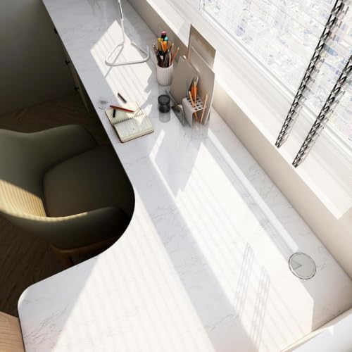 CAX Peel and Stick Wallpaper White Marble Contact Paper for Countertop - color: White and Gery, size: 15.7" x 78"
