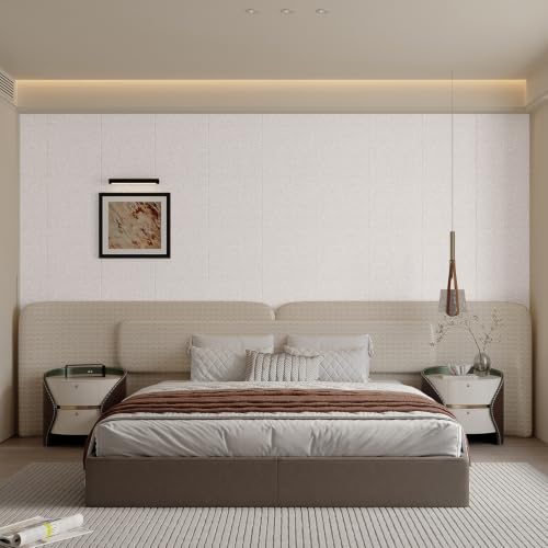 Yutianli 3D Wall Panel Peel and Stick Soundproof Foam Linen Wall White Grey 16.7"x118" Self-Adhesive Decorative Wallpaper Anti-Collision Wall Padding - color: White