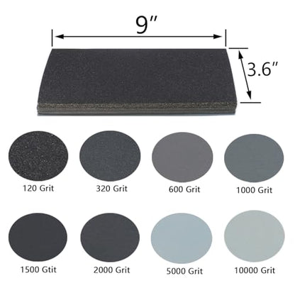 60Pcs of 9x3.6 Inch 8 Grit Mixed Packing Wet and Dry Sandpaper, Woodworking Furniture/Automobiles/Metal/Lacquer Polishing Sanding Sheets, 120/320/600/1000/1500/2000/5000/10000 Grit - style: Mix 120-10000 Grit