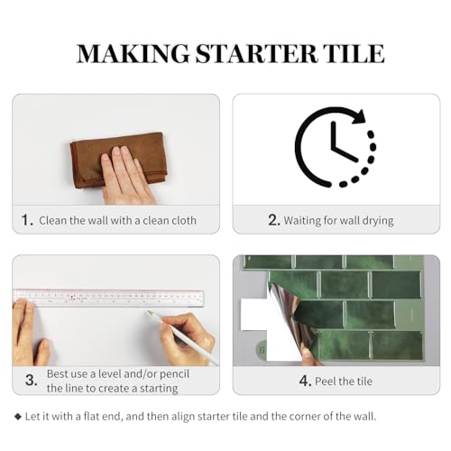 Alwayspon 10 Sheets 12"x6" Emerald Green 3D Vinyl Backsplash Marble Tiles, Self-Adhesive Peel and Stick Wall Tile Stickers Stick on Subway Tiles for Kitchen Bathroom Wall, 623 - color: Green