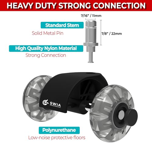 Premium 2 Inch Office Chair Caster Wheels (Set of 5) - Heavy-Duty, Smooth Rolling, Safe for All Floors, Silent and Durable Replacement for Home and Office Chairs