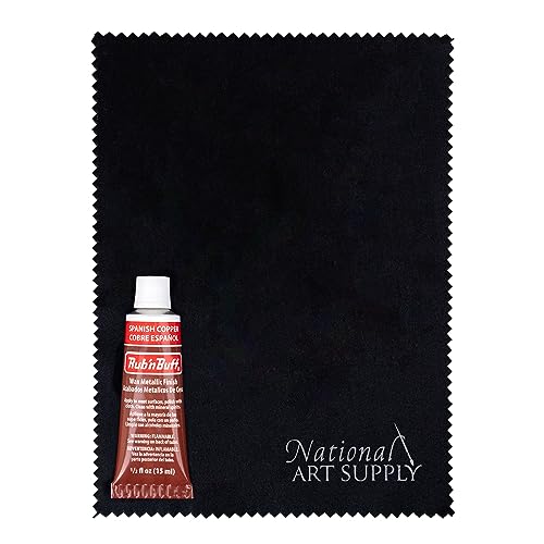 Amaco Rub and Buff Silver Spanish Copper 0.5oz/15ml Wax, Microfiber Cloth - color: Spanish Copper