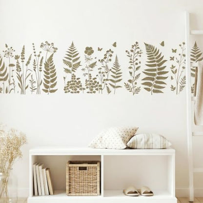 Botanical Wall Stencil, 6 Pc Reusable Fern, Leaf & Flower Templates