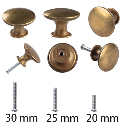 20 Pack Antique Brass Kitchen Cabinet Knobs Round Drawer Pulls - color: Yellow bronze