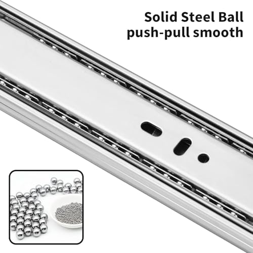 22 inch Soft Self Close Drawer Slides 6 Pairs (12pcs) Full Extension Ball Bearing 3 fold Full Stretch Side Mount Drawer Slides 100 LB Capacity Drawer Slide 22" Silver - size: 22 inch-550mm