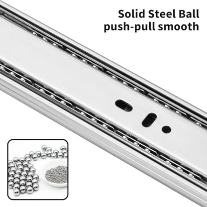 22 inch Soft Self Close Drawer Slides 6 Pairs (12pcs) Full Extension Ball Bearing 3 fold Full Stretch Side Mount Drawer Slides 100 LB Capacity Drawer Slide 22" Silver - size: 22 inch-550mm
