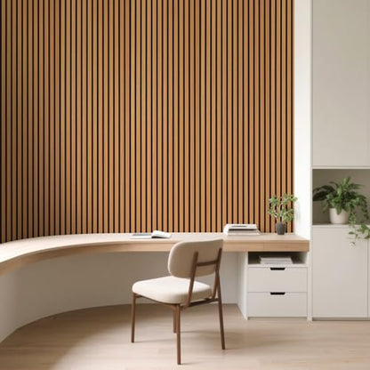 Art3d Roll-Flat Acoustic Wood Slat Wall Panel, 95.3 x 23.8 in, 2-Pack, Teak - color: Teak, size: 2-Pack - 95.3 x 23.8 Inch