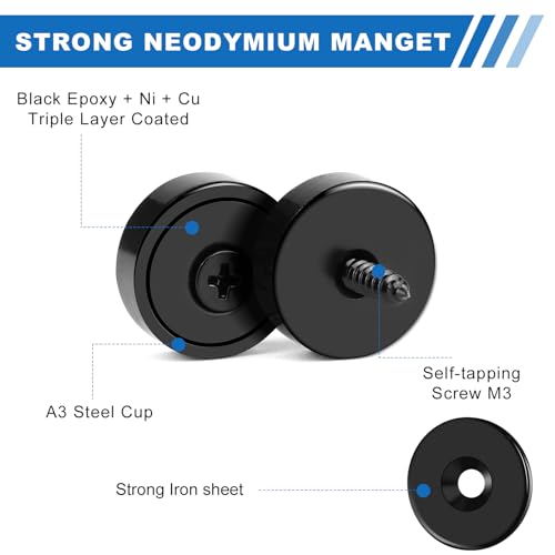 LOVIMAG Strong Magnets Heavy Duty Screw On Neodymium 20LBS Magnet 12 Pack - color: Black, size: 0.63in