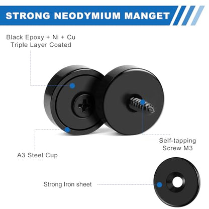 LOVIMAG Strong Magnets Heavy Duty Screw On Neodymium 20LBS Magnet 12 Pack - color: Black, size: 0.63in