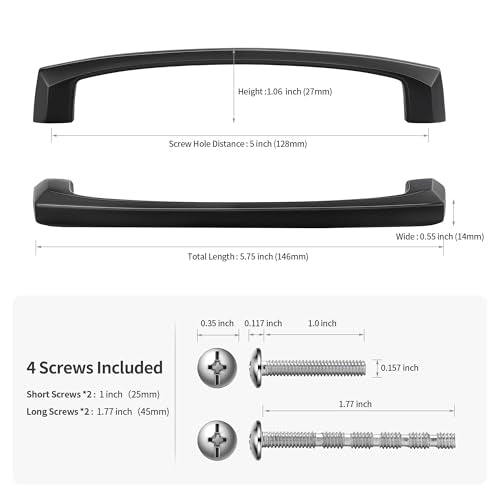 Lardmon 10 Pack 5 Inch(128mm) Hole Center Matte Black Modern Cabinet Pulls Solid Kitchen Cabinet Handles Hardware Bathroom Vanity Pulls Timeless Drawer Pulls Handles for Dresser - color: Matte Black, size: 5 Inch Hole Center, style: 10 Pack